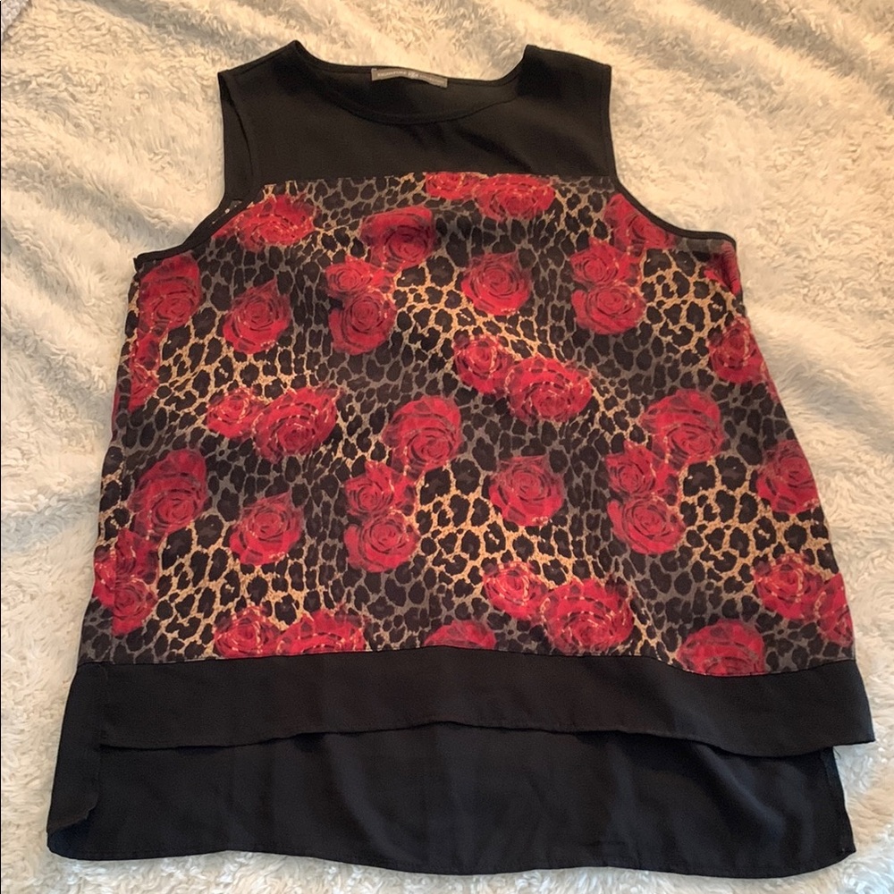Black and Red Asymmetrical Boxy Tank Top